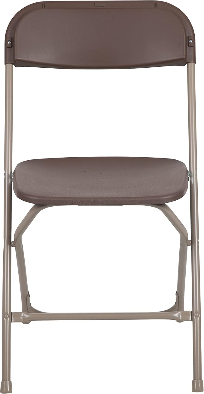Flash Furniture Hercules Series Plastic Folding Chair - Brown - 4 Pack 650LB Weight Capacity Comfortable Event Chair-Lightweight Folding Chair