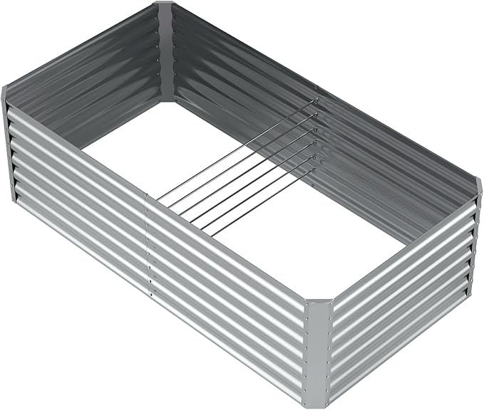 6X3X2ft (1 Pack) Galvanized Raised Garden Bed,Outdoor Courtyard Planter Box Metal Patio Kit Planting Bed for Vegetables Flowers Herb,The material is thickened and not prone to deformation or rust