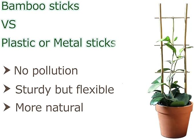 Bamboo Trellis, 16in Ladder-Shaped Trellis for Potted Plants, 3 Pack for Climbing Plants Indoor