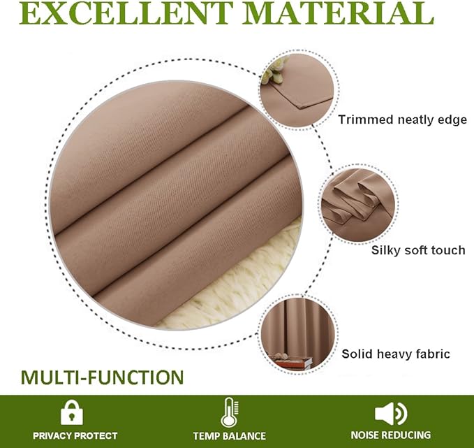 NICETOWN Outdoor Blackout Curtain for Patio Waterproof, Thermal Insulated Silver Rustproof Grommet Top Blackout Indoor Outdoor Curtain/Drape for Cabana, 1 Panel, W52 by L95, Tan