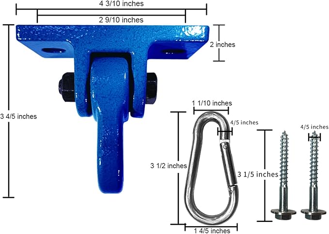 Heavy Duty Blue Swing Hangers Screws Bolts Included Over 5000 lb Capacity Playground Porch Yoga Seat Trapeze Wooden Sets Indoor Outdoor (4 Pack)