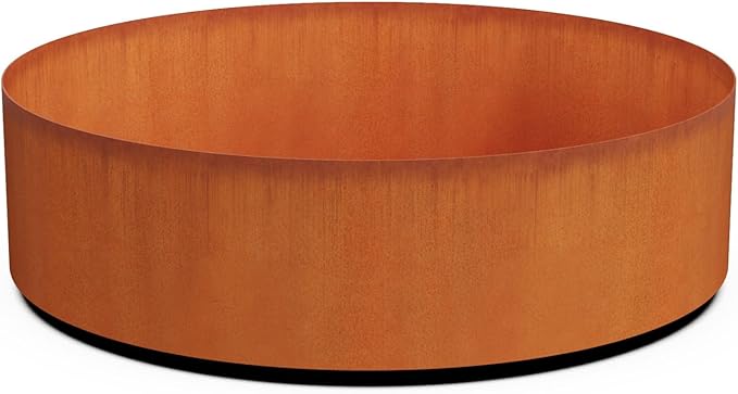 Plantercraft Large Round Planters for Outdoor Plants 42 Inch | Extra Large Corten Steel Planter for Patios & Landscapes | Modern Metal Planter