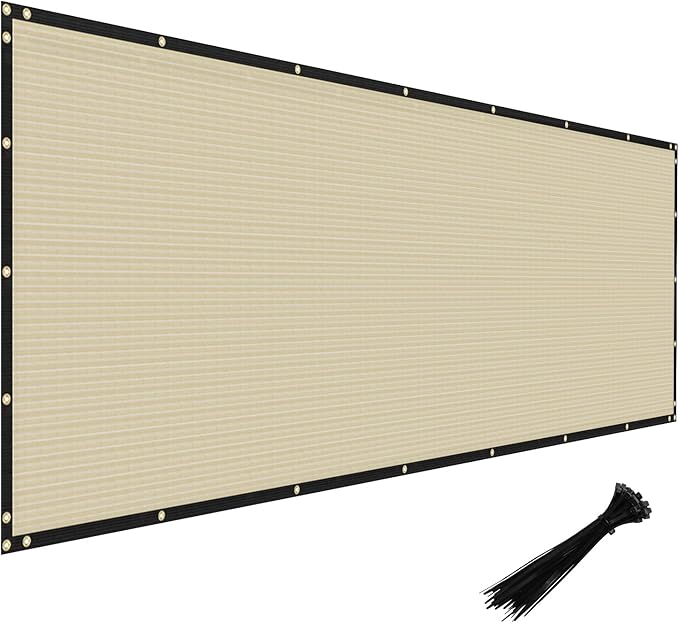 Windscreen4less Privacy Fence Screen Heavy Duty Windscreen Fencing Mesh Fabric Shade Net Cover with Brass Grommtes for Outdoor Wall Garden Yard Pool Deck, 6'x50' Beige