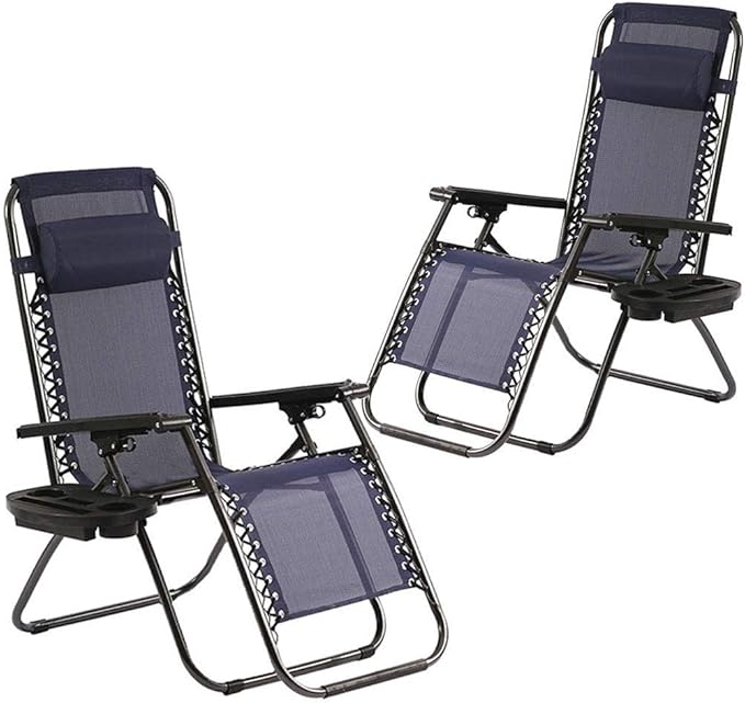 Zero Gravity Chair Patio Lounge Chairs Lounge Patio Chairs 2 Pack Adjustable Reliners for Pool Yard with Cup Holder