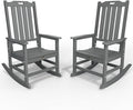 Oversized Rocking Chair Set of 2, Outdoor Rocking Chair for Adults, All Weather Resistant Porch Rocker for Lawn Garden, Grey