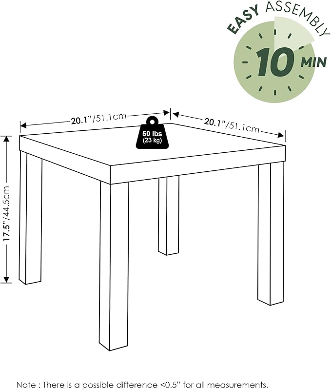 Furinno Classic Living Room Table Set of 3, Modern Rectangle Coffee Table with 2 Side Tables, End Tables, 1.65 Inch Thick Tabletop for Living Room, Home Office, White