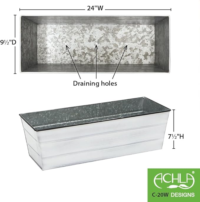 Achla Designs C-20W Window Box, White, Medium