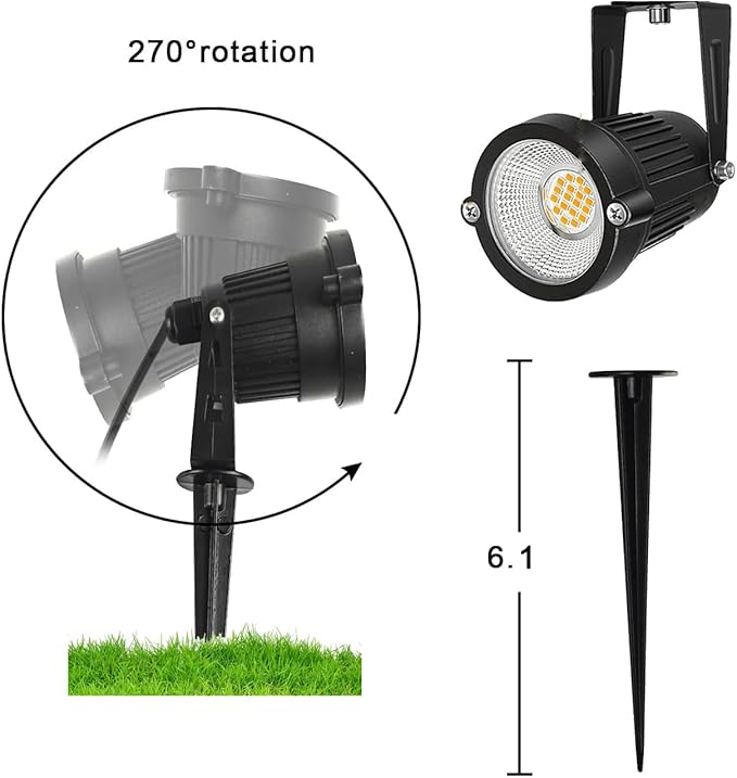 Low Voltage Landscape Lights IP65 Waterproof 7W 700LM LED Outdoor Lighting with Connectors for Garden Yard Pathway Pool | 12V 24V 2700K Tree Spotlights | Warm White - 6 Pack