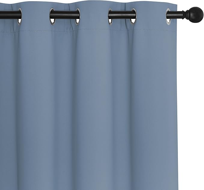 NICETOWN Blackout Curtains & Drapes - Privacy Thermal Efficiency Backdrop Curtains for Bedroom Room Divider Living Room Patio Sliding Glass Door, Wide 80 x Long 144 inch, Stone Blue, 1 Panel