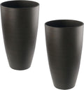 2 Packs 21 inch Tall Planter, Indoor Outdoor Round Planter for Porch, Large Plant Pot with Drainage Hole for Home Garden Front Door, Modern Decorative Pots for Plants (Dark Brown)