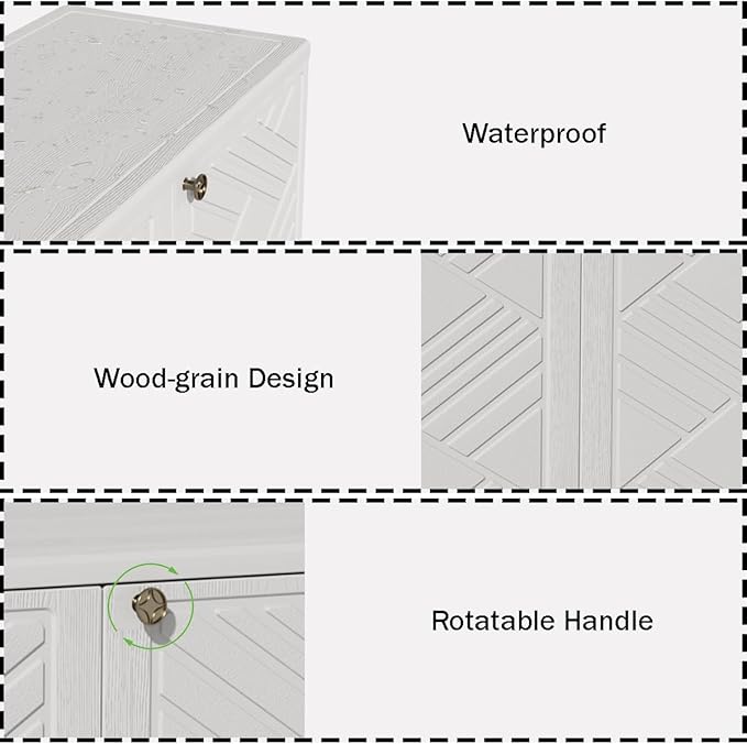 Storage Box Outdoor Caninet,Resin Indoor Storage Box Waterproof,Outdoor Storage Cabinets for Patio/Garden/Backyard(with 1 Shelf)-White