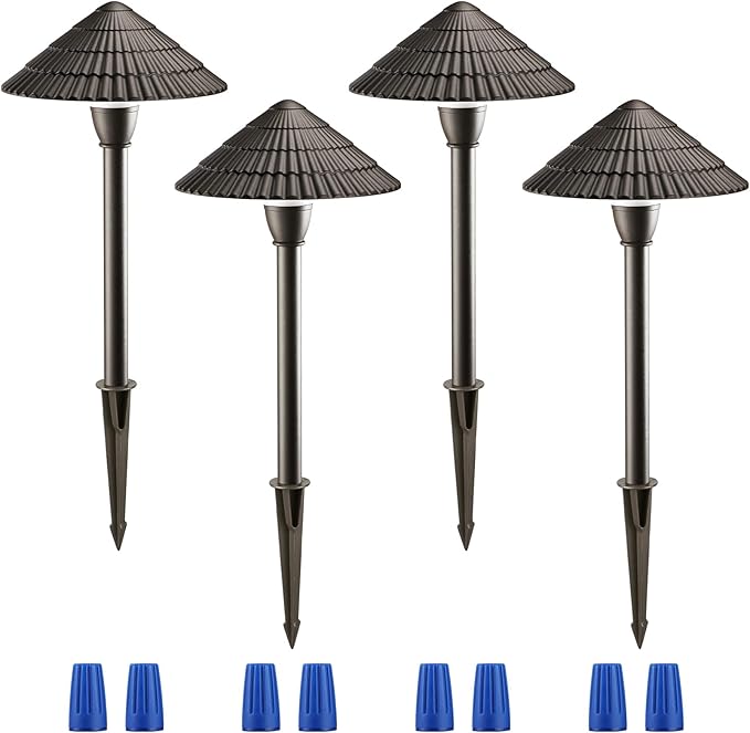 LEONLITE Low Voltage Landscape Lights, 3W 12V Pathway Lighting Wired, IP65 Waterproof Light for Yard Lawn, ETL Listed, Bronze Aluminum Housing, 5000K Daylight, Pack of 4