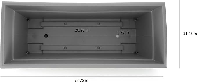 The HC Companies 28 Inch Romana Planter Box with Drainage Plug, Lightweight UV-Resistant Plastic Outdoor Planters, 1-Pack Flower Box for Garden, Patio, Balcony, and Fence, Warm Gray