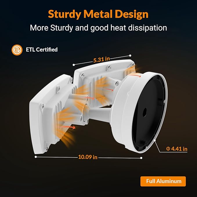 LEPOWER 28W 3000LM ‌LED Security Flood Light‌ ‌Outdoor‌, Switch Controlled Aluminum ‌Security Light‌, 2 Adjustable Heads, 5500K Daylight, IP65 Waterproof, Wet Location for Patio, Garden, Yard Lights