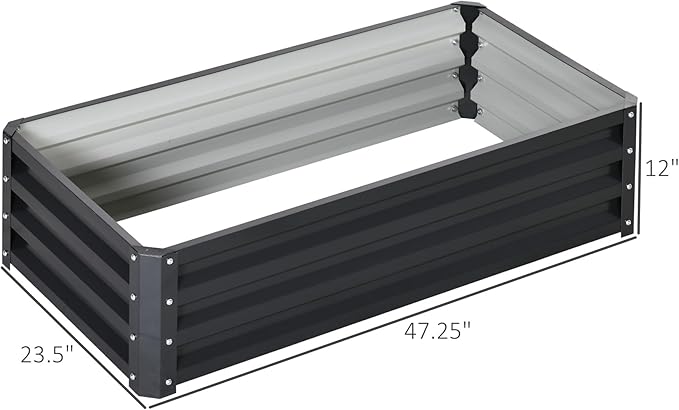Outsunny Galvanized Raised Garden Bed, 4' x 2' x 1' Metal Planter Box, for Growing Vegetables, Flowers, Herbs, Succulents, Gray