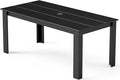 GREENVINES Outdoor Dining Table | 67’’ | HDPE | Rectangle Tables for 6 | All-Weather | Umbrella Hole | Patio Furniture | for Poolside Backyard Garden | Black