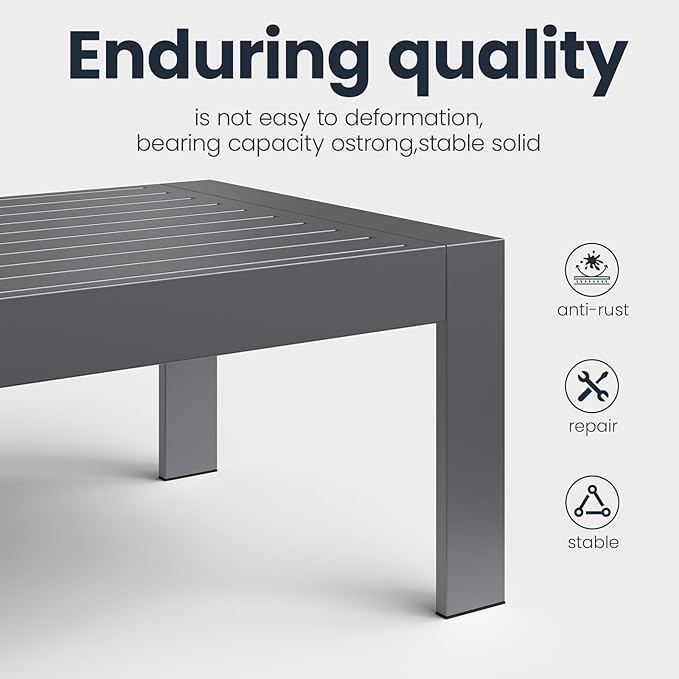 Outdoor Rectangle Patio Aluminum Coffee Tables for Outside, All Weather Patio Slatted Tabletop for Indoor or Outdoor Use