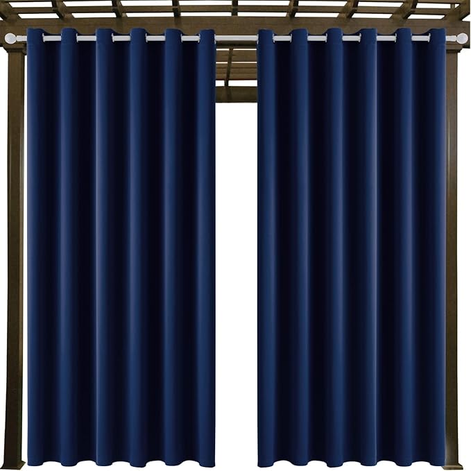Outdoor Indoor Curtains W84 x L108 for Patio - Weather-resistant Window Panels Privacy Protect Grommet Top Thermal Insulated Home Curtain for Porch Pergola Lawn Garden Hot Tub Area (2 Panels)