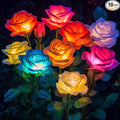 10 Pack Solar Flowers Lights Outdoor Waterproof for Garden Decor, Solar Garden Lights for Outside, Outdoor Solar Lights for Yard with Solar Rose Lights, Yard Decorations