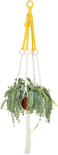 Large Macrame Plant Hangers Indoor & Outdoor (37.4”) Boho Two-Tone Colored Hanging Planters for Indoor Plants, Macrame Wall Hanging Decor for Flower Pots & Baskets (Pots Not Included)
