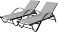 Shintenchi Patio Chaise Lounge Set of 2, Pool Chaise Lounge with Arm,Outdoor Lounge Chair with 5 Adjustable Backrest,Sunbathing Recliner,Beach Chair,Pool Chairs,Light Grey