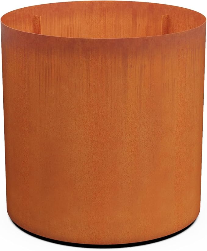 PLANTERCRAFT Corten Steel Metal Planter Box, Round Sizes, Modern Garden Steel planters for Commercial and Residential Outdoor Use.