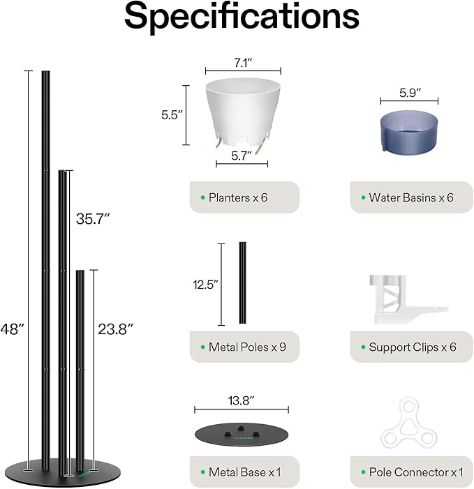 VIVOSUN Metal Plant Stand, 6-Tier Tall Vertical Planter Tower with Self-Watering Planters, Modular Shelf for Indoor & Outdoor Use