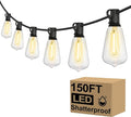 Brightever Outdoor String Lights 150FT, Patio Lights with 75+2 Dimmable ST38 Shatterproof LED Bulbs, Vintage Edison String Lights for Outside, Waterproof Bistro Lights for Halloween Backyard 2700K