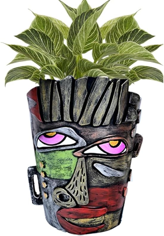 Abstract Face Planters Pots Head,Unique Head Planter for Indoor Plants,Funny Face Flower Pot,Colorful Plant Pots for Outdoor Garden Decor and Home Art Decoration(Retro)