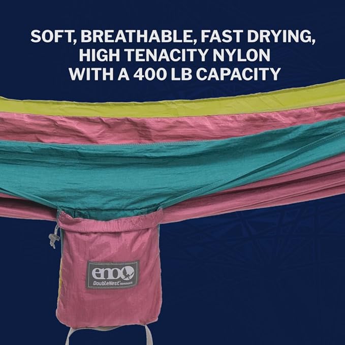 ENO, Eagles Nest Outfitters DoubleNest Lightweight Camping Hammock, 1 to 2 Person, Special Edition Colors, ATC