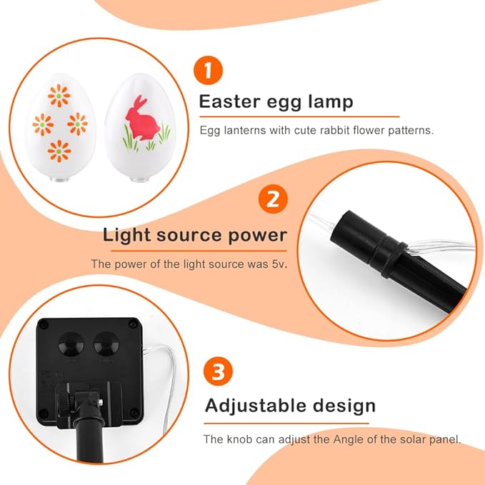 8 PCS Solar Easter Eggs Stake Lights, IP65 Waterproof Multicolor Outdoor Easter Pathway Lights Auto On/Off Solar Stake Light for Lawn Landscape Yard Patio Decorations