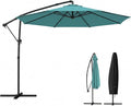 Outsunny 10 ft Offset Patio Umbrella with Cover, Round Hanging Cantilever Umbrella with 6-Position 360° Rotation, Crank Handle, Tilt, Cross Base, Heavy Duty Outdoor Umbrella for Garden