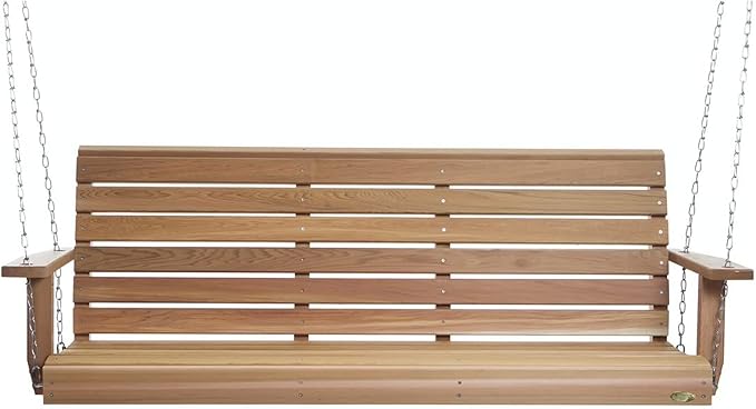 All Things Cedar Wooden Porch Swing, Outdoor Patio Furniture, 6 Foot, Natural
