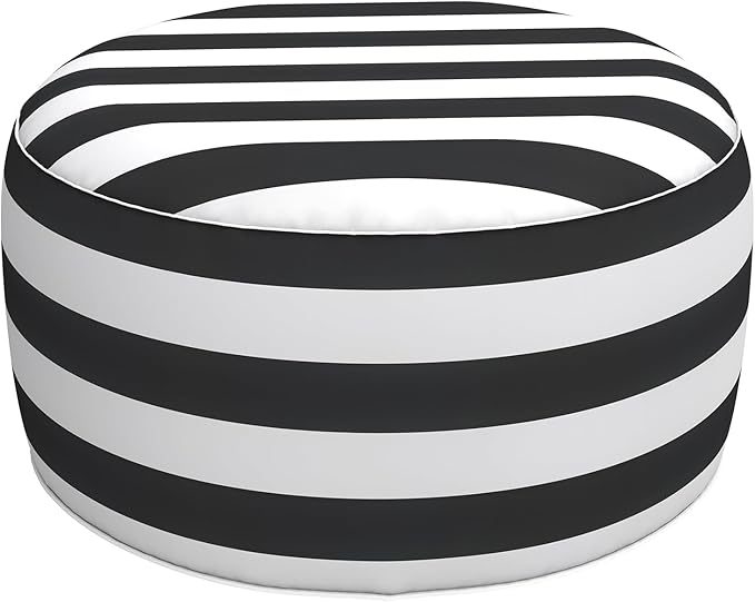 LVTXIII Inflatable Stool Ottoman Footrest with Handle, All Weather Footrest Seat, Indoor or Outdoor Pouf for Home Patio Garden and Camping Use, D31 xH14, Large Round, Cabana Black