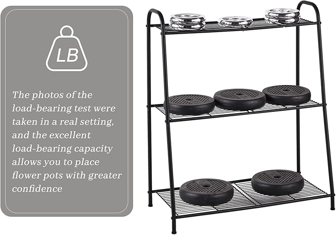 Metal Plant Stand Indoor Outdoor for Multiple Plants,3 Tier Plant Shelf,Large Heavy Duty Flower Holder Ladder Plant for Living Room, Patio, Balcony (Black)
