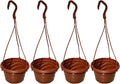 VIDELLY 4 Pieces Plastic Hanging Planters, 5.9 in Dia x 3.54 in H, Flower Plant Basket Pots Chain Holder Garden Decoration for Indoor and Outdoor Use, Red