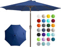 JEAREY 9FT Outdoor Patio Umbrella Outdoor Table Umbrella with Push Button Tilt and Crank, Market Umbrella 8 Sturdy Ribs UV Protection Waterproof for Garden, Deck, Backyard, Pool (Dark Blue)