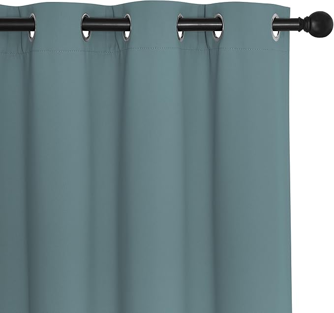 NICETOWN Room Darkening Short Curtain 54 inches Long for Living Room, Grommet Sound Reducing Thermal Insulated Curtains for Bedroom Nursery Window, 46W x 54L, 1 Piece, Greyish Blue