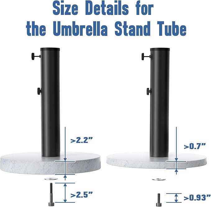 QZER Umbrella Pole Mount Stand Tube, Universal Umbrella Stainless Steel Tube Base Replacement Parts,Heavy Duty Umbrella Base Stake Holder,Umbrella Base Holder Tube Bracket for Garden Backyard Balcony