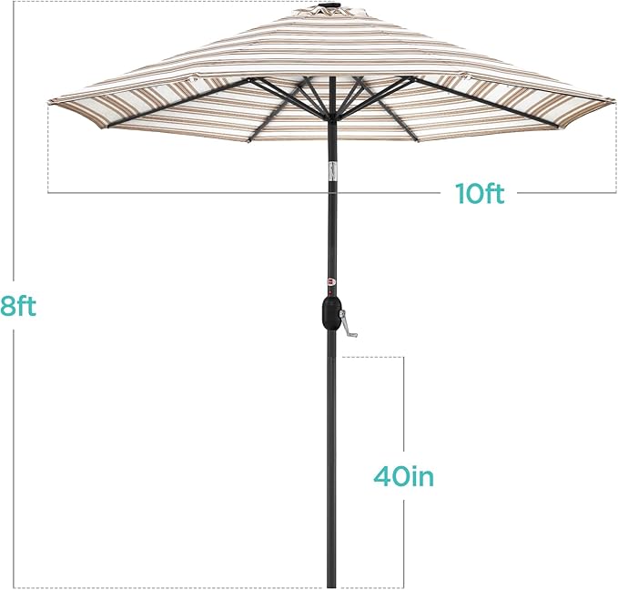 Best Choice Products 10ft Solar Polyester LED Lighted Patio Umbrella w/Tilt Adjustment and UV-Resistant Fabric