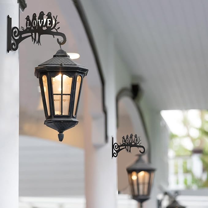 2-Pack Aesthetic Plant Hangers Outdoor and Indoor – 10 Inch Metal Hanging Plant Bracket with Beautiful Bird Pattern – Anti Rust Plant Hooks for Hanging Baskets, Bird Feeder, Windchime, Lantern