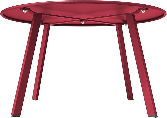 Grand patio Round Steel Patio Coffee Table, Weather Resistant Outdoor Large Side Table, (Red, 1PC)