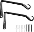 FEED GARDEN 2 Pack 8 Inch Hanging Plant Bracket Wall Hooks Decorative Plant Hangers for Outdoor Hanging Bird Feeders, Wind Chimes, Plant Baskets, Black