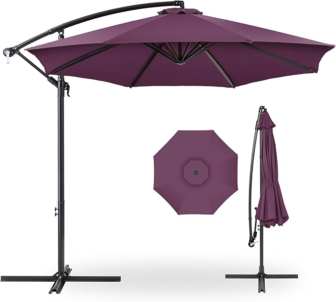 Best Choice Products 10ft Offset Cantilever Hanging Market Patio Umbrella, 8 Sturdy Ribs, Easy Adjustment - Amethyst Purple