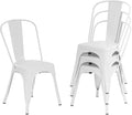 FDW | Set of 4 Metal Dining Chairs | Cream | Stackable Tolix Side Chairs with Backrest | Scratch-Resistant | Non-Slip Feet | Indoor/Outdoor Use | 330 lbs Capacity | Ideal for Kitchen & Restaurant