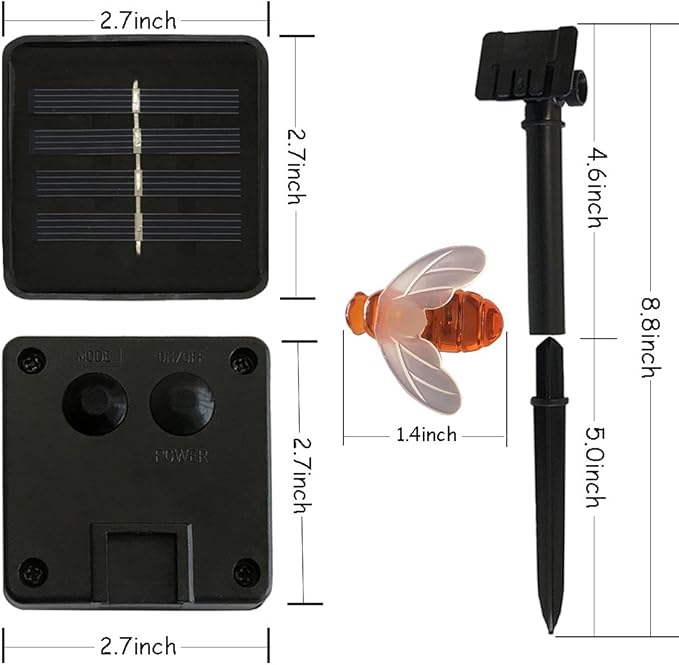 SEMILITS Solar String Lights 20LED Outdoor Waterproof Simulation Honey Bees Decor for Garden Xmas Decorations Warm White
