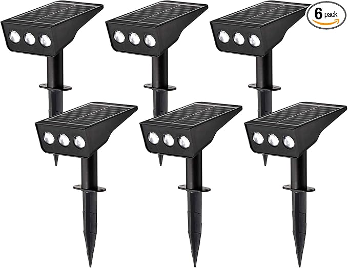 Solar Spot Lights Outdoor, 6 Pack Solar Landscape Spotlights 3 Lighting Modes IP65 Waterproof Adjustable Light House Lights Spot Light for Yard