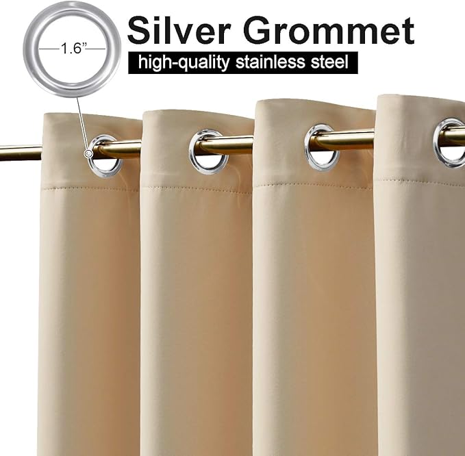 NICETOWN Outdoor Curtains for Patio W100 x L84 inch 2 Pieces, Sun Blocking Screen Shades 100% Privacy for Garage Window Patio Door Pergola Pool Hut, Weatherproof Blinds for All Season, Biscotti Beige