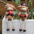 2-piece set Highland Cow Pot Huggers for Planters, Climbing Highland Cow Flower Pot Hugger, Hanging Plant Decorations for Pots, Cute Plant Pot Decorations for Home Garden Yard (Long-legged Highland)