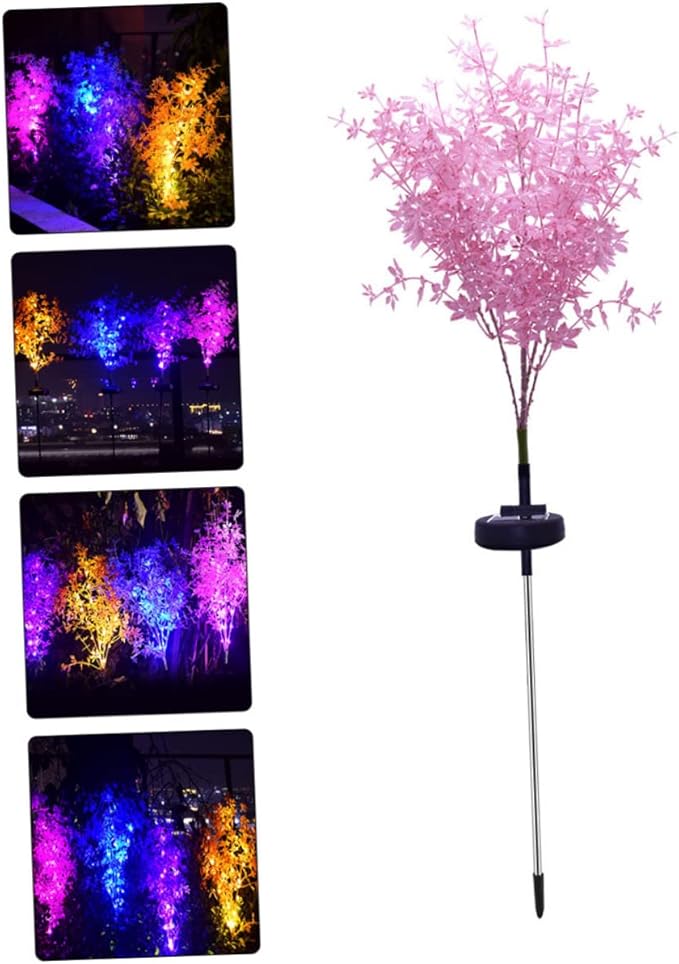 balacoo Led Solar Garden Light Plant Shaped Outdoor Lamp Ornament for Lawn Decoration Durable and Weatherproof Pink Rose Design for Garden Pathway